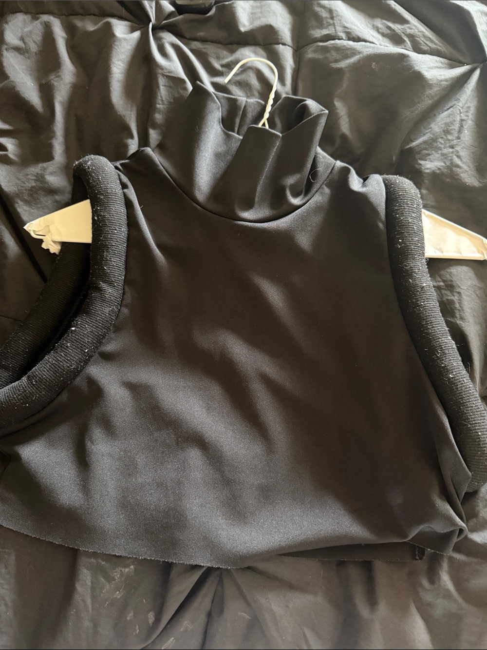 Black Sleeveless Turtleneck Crop Top